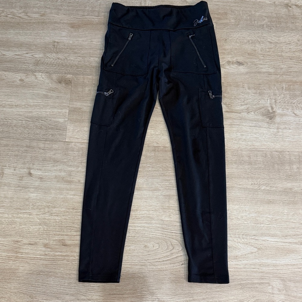 Justice Black Zip-Pocket High-Rise Leggings
